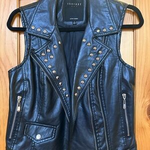 Therapy Black Leather Studded Vest